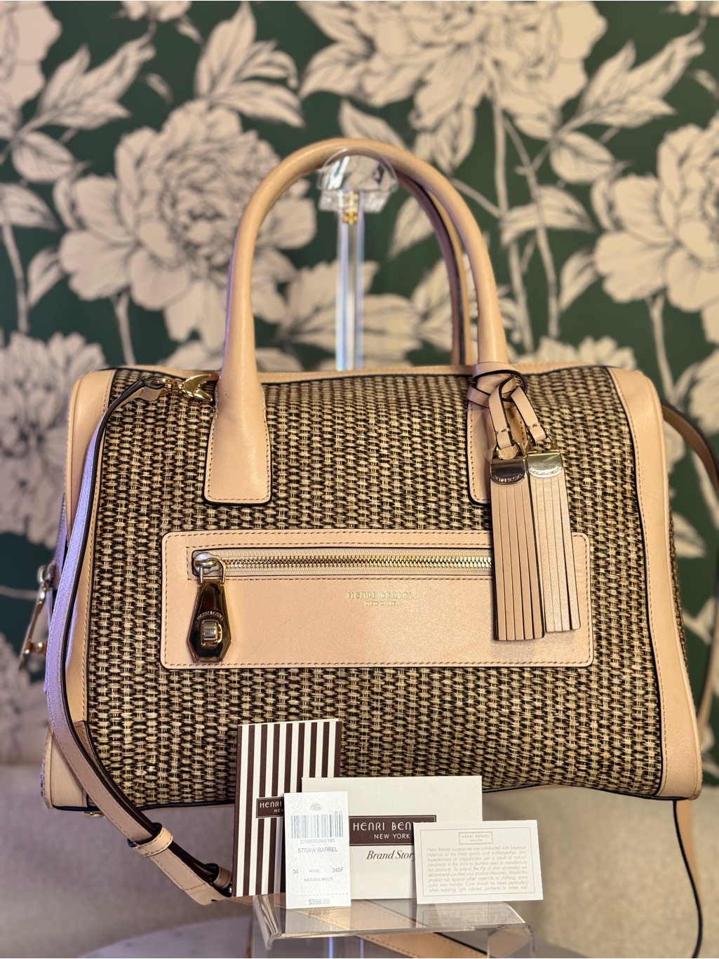 Henri Bendel Blush Woven Crossbody Satchel Like New W/All Original Cards!